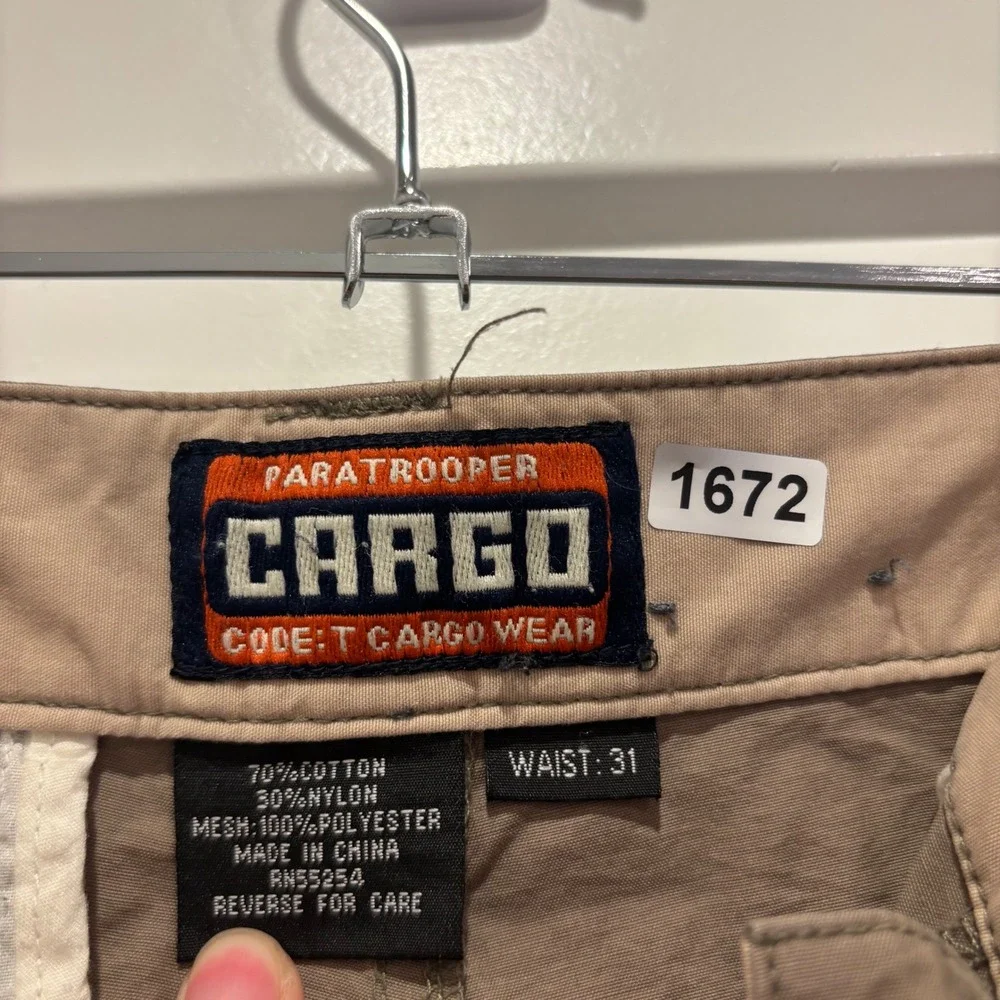 Paratrooper Cargo Wear Mens Tan Khaki Utility Shorts Size 31 Gorpcore Tactical